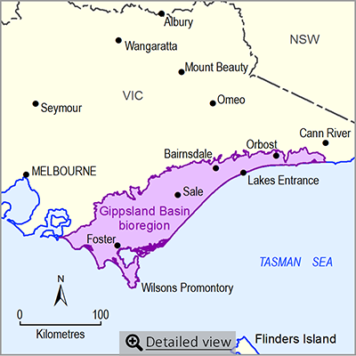 Thumbnail images of the Gippsland bioregion. Click to view detailed map.