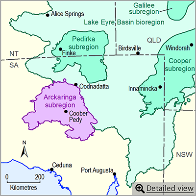 Thumbnail map of the Arckaringa subregion. Click image to view detailed map. 