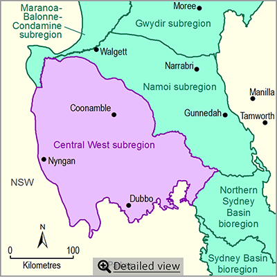 Thumbnail map of the Central West subregion. Click image to view detailed map.