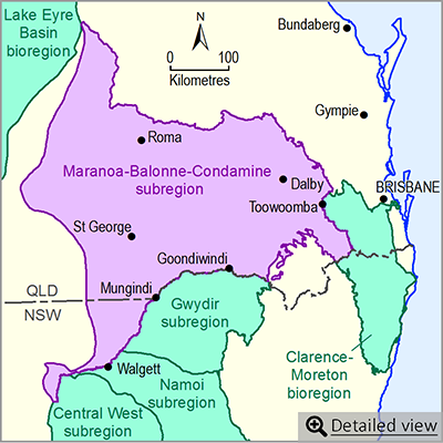 Thumbnail map of the Maranoa-Balonne-Condamine subregion. Click image to view detailed map.