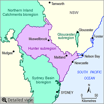 Thumbnail map of the Hunter subregion. Click image to view detailed map.