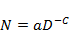 N equals A D superscript minus C