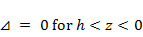 triangle equals 0 space for space h less than z less than 0