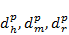 d subscript h end subscript superscript p end superscript comma d subscript m end subscript superscript p end superscript comma d subscript r end subscript superscript p end superscript