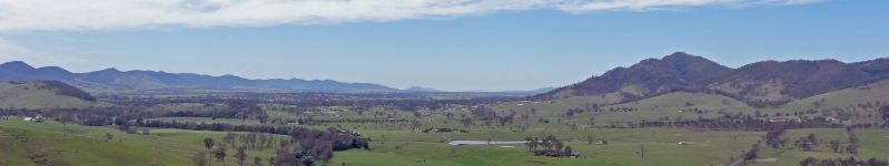 View of the Gloucester valley NSW with the Barrington River and associated riparian vegetation in the foreground and the township Gloucester in the distance looking south from the Kia Ora Lookout, 2013 Credit: Heinz Buettikofer, CSIRO